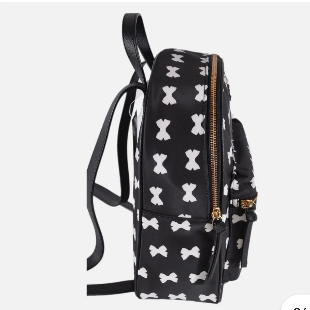 🆕 Kate Spade NWOT Wilson Road Bradley Bow Pattern Backpack, Black and White, Sm